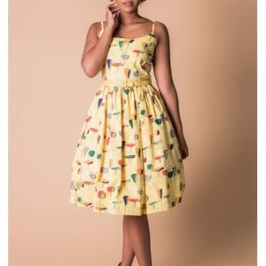 Tatyana yellow Circles dress  size L Brand New